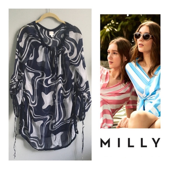 ⛱MILLY Cabana⛱ Silk Coverup Tunic - Picture 2 of 11